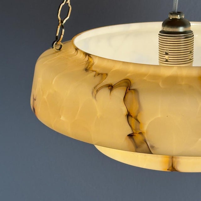 Art Deco Yellow Glass Pendant Lamp, 1930s For Sale - Image 10 of 18