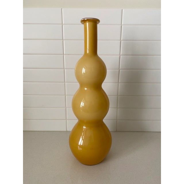 Mid 20th Century Mid-Century Modern Italian Empoli Murano Cased Amber Bubble-Gurgle Bottle For Sale - Image 5 of 5