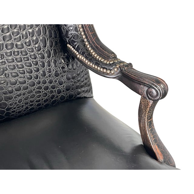 Early 21st Century Crocodile Embossed Leather Office Chair by Old Hickory Tannery For Sale - Image 5 of 12