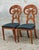 Beautifully made pair of walnut veneer Biedermeier style chairs with dramatic, balloon-shaped pierced splat sculpted with...