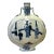 Chinese Blue White Porcelain Oval Flat Body People Theme Vase For Sale