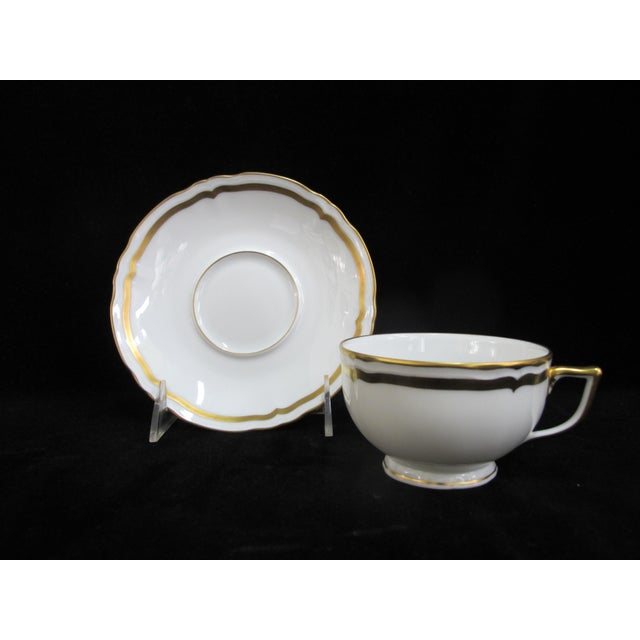Limoges, France Mid 20th Century Limoges a Raynaud Marie Antoinette White Gilt Footed Cup & Saucer - Set of 4 For Sale - Image 4 of 8