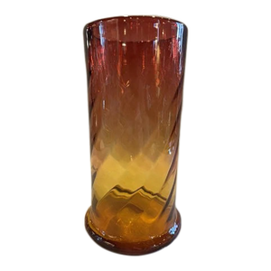9.5" Antique Victorian Amberina Swirl Art Glass Vase