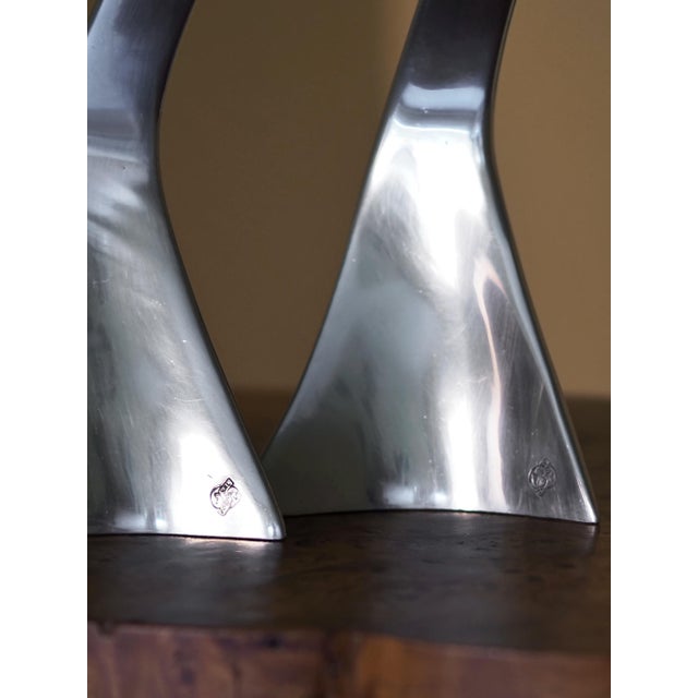 1980s Vintage Modernist Chrome Candleholder, 1980s, Set of 2 For Sale - Image 5 of 9