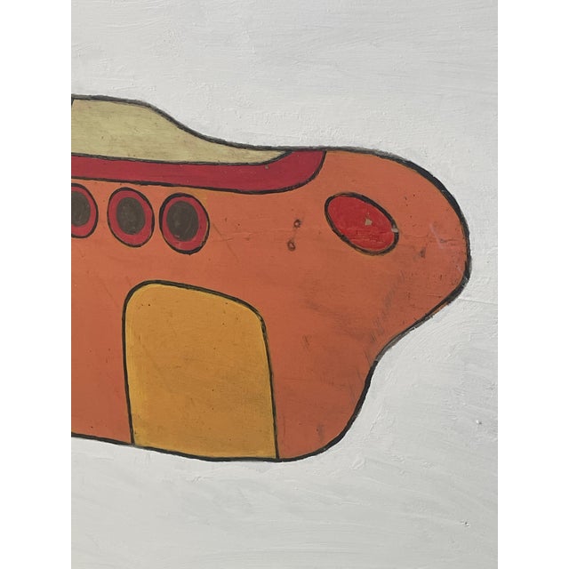 1970s 1970s Vintage "The Yellow Submarine" Large Pop Art Painting on Board For Sale - Image 5 of 9