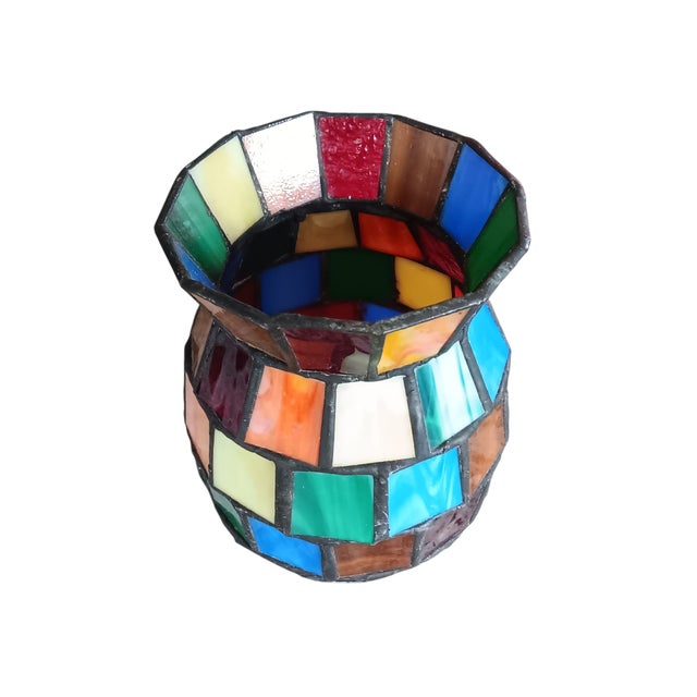 Vintage Slag Glass Multicolor Candle Holder For Sale In Charlotte - Image 6 of 6