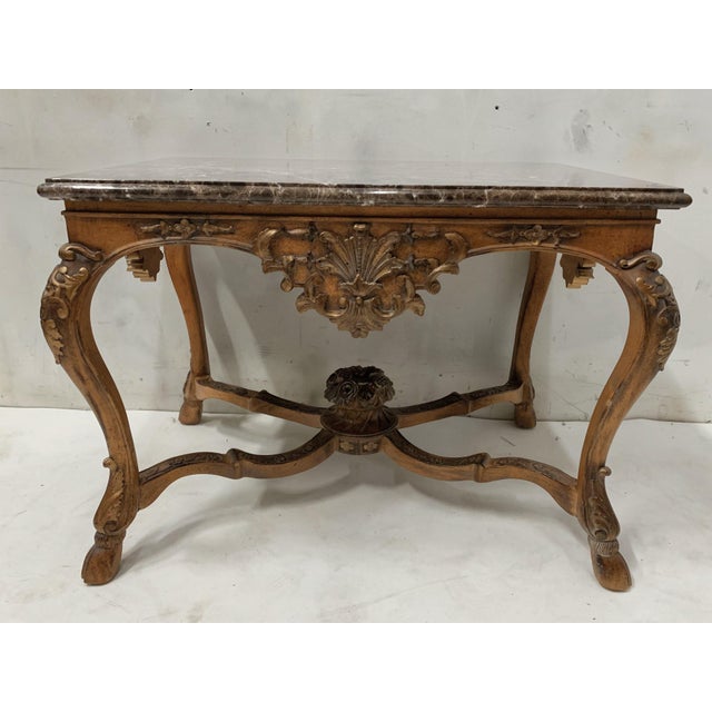20th-C. Maitland-Smith French Louis XV Style Marble Top Fruitwood Center / Side Table For Sale In Atlanta - Image 6 of 11