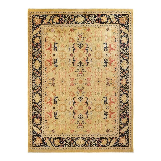Mogul Collection Hand-Knotted Area Rug - Green 9' 2" x 12' 4" For Sale - Image 4 of 4