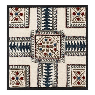 Tribal Loom Block Printed Embroidered Wall Frame For Sale