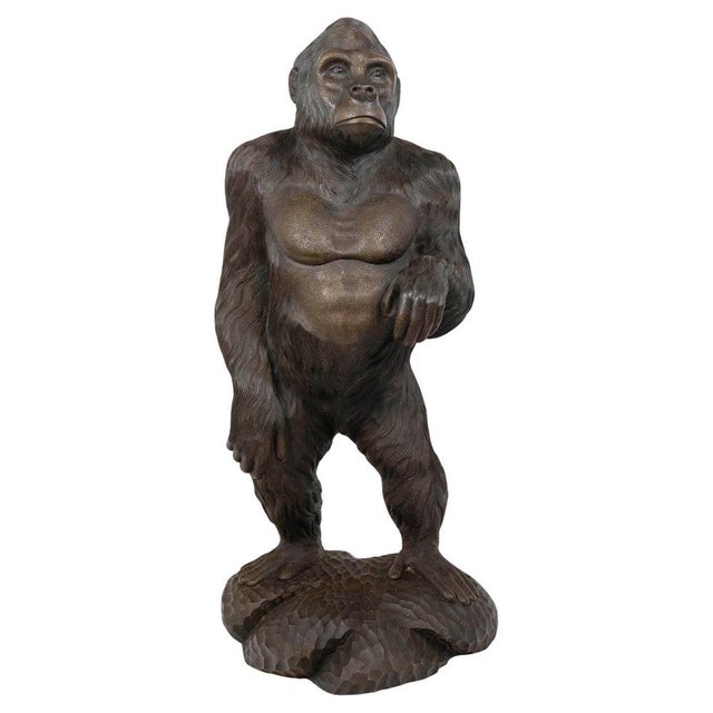 Large Carved Gorilla Sculpture, 20th Century, Wood For Sale - Image 11 of 11