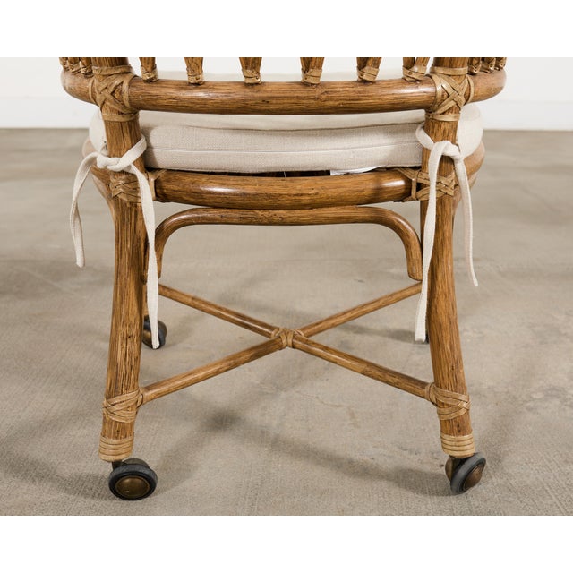 McGuire Organic Modern Rattan Barrel-Back Dining Chair For Sale - Image 17 of 18
