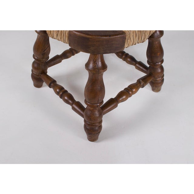 1960s Turned Wood and Straw Fireplace Stools, France, 1960s, Set of 3 For Sale - Image 5 of 8