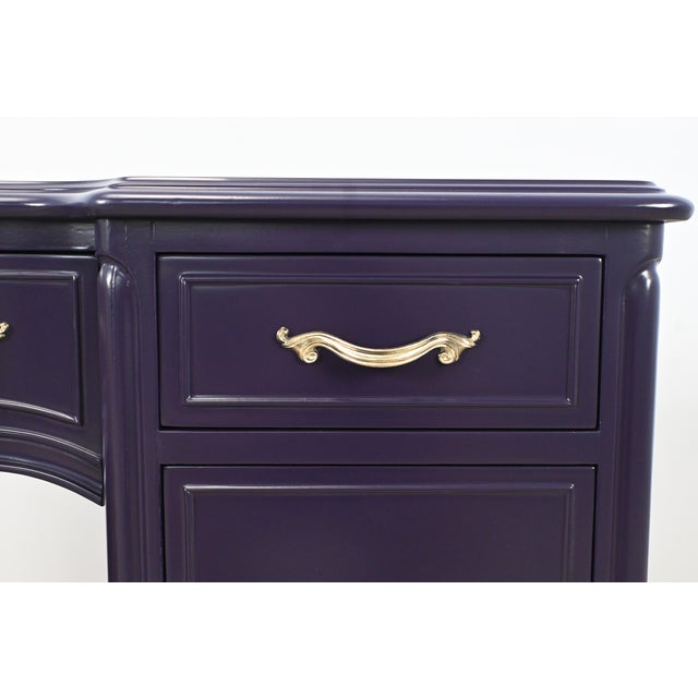 Drexel French Louis XV Dark Plum Desk With Cabriole Legs | Newly Refinished For Sale - Image 11 of 15