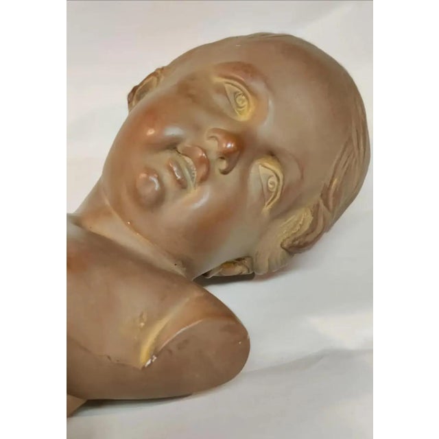 Terra Cotta Vintage French Terracotta Bust of a Child on Marble Plinth For Sale - Image 8 of 12