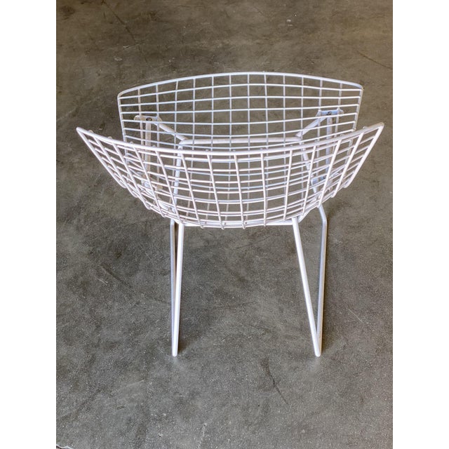 White Wire Side Chair Atributed to Harry Bertoia for Knoll, Pair Circa 1952 For Sale In Los Angeles - Image 6 of 9