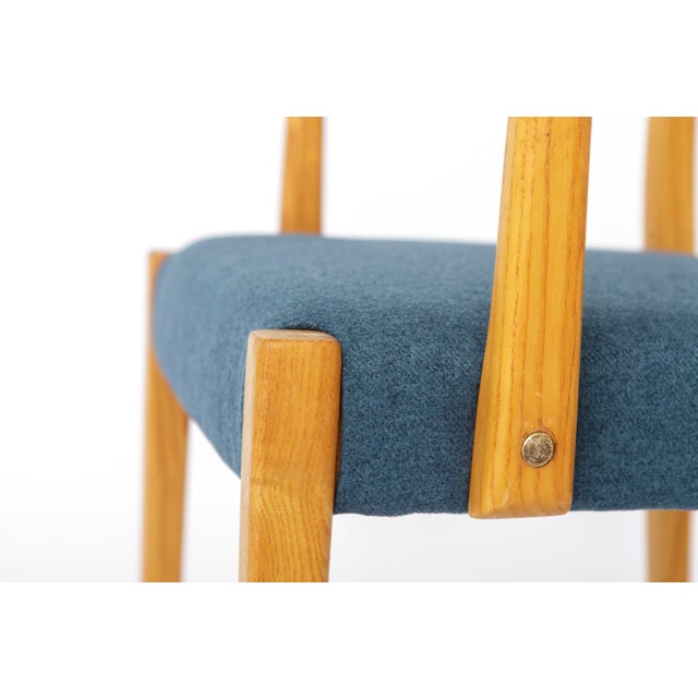 Beige Mid-Century German Beechwood Armchair with Blue Upholstery, 1960s For Sale - Image 8 of 10