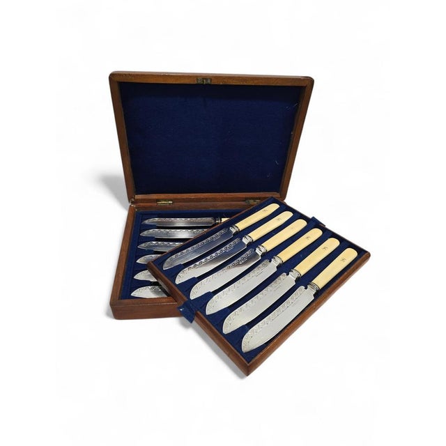 English Victorian Fish Knives in Case, 19th Century, Set of 12 For Sale - Image 10 of 12