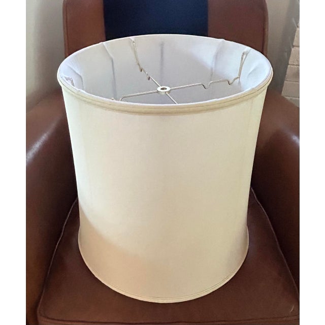 Yellow 1960s Stiffel Enamel and Brass Candlestick Lamp For Sale - Image 8 of 9