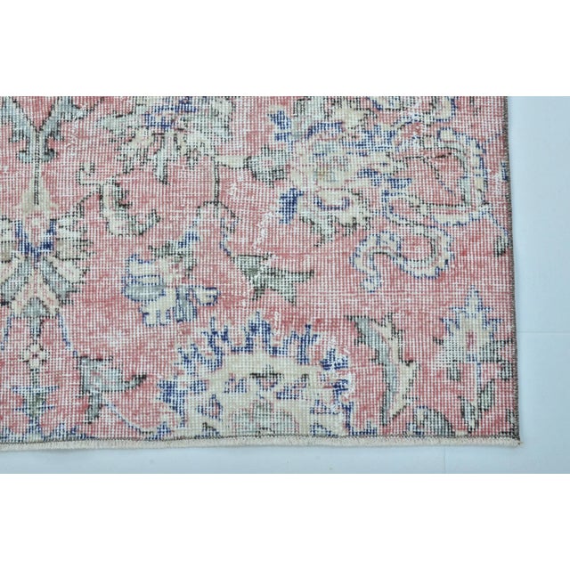 1960s Hot Pink Oriental Design Distressed Pale Rug For Sale - Image 9 of 11