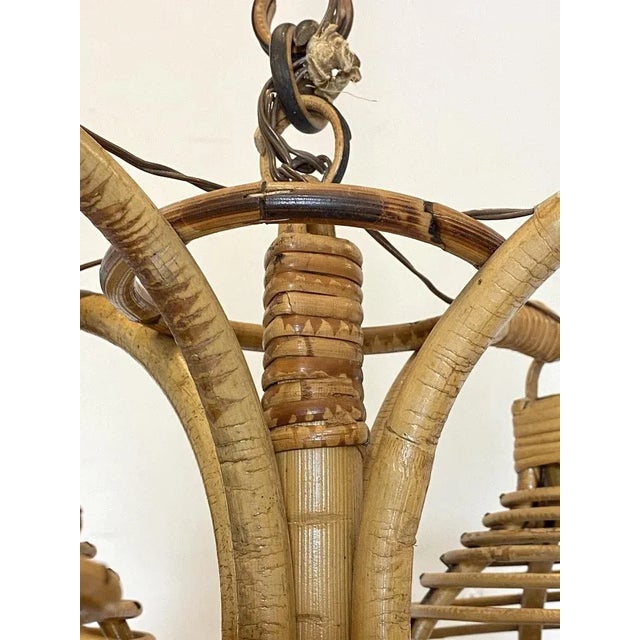 Vintage Bamboo Chandelier, 1970s For Sale - Image 6 of 11