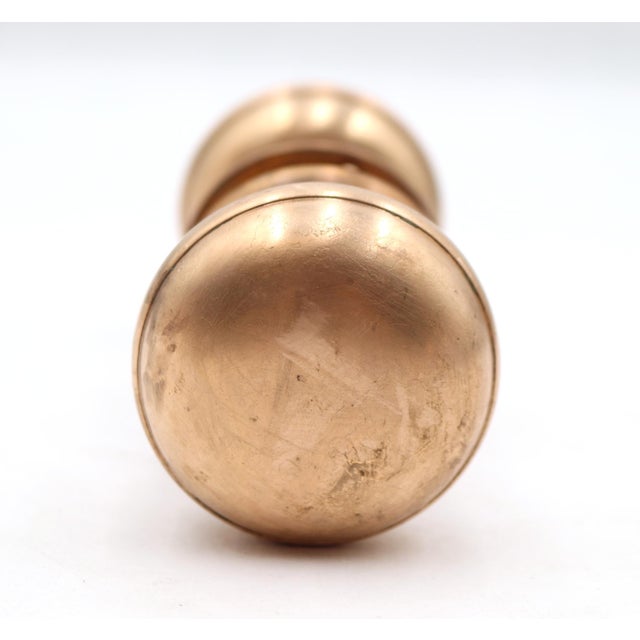 Vintage passage door knob set made of brass with a brushed finish. The original mounting screws are not available. The...