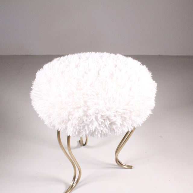 Metal Set of Stools in Brass and Leather For Sale - Image 7 of 8