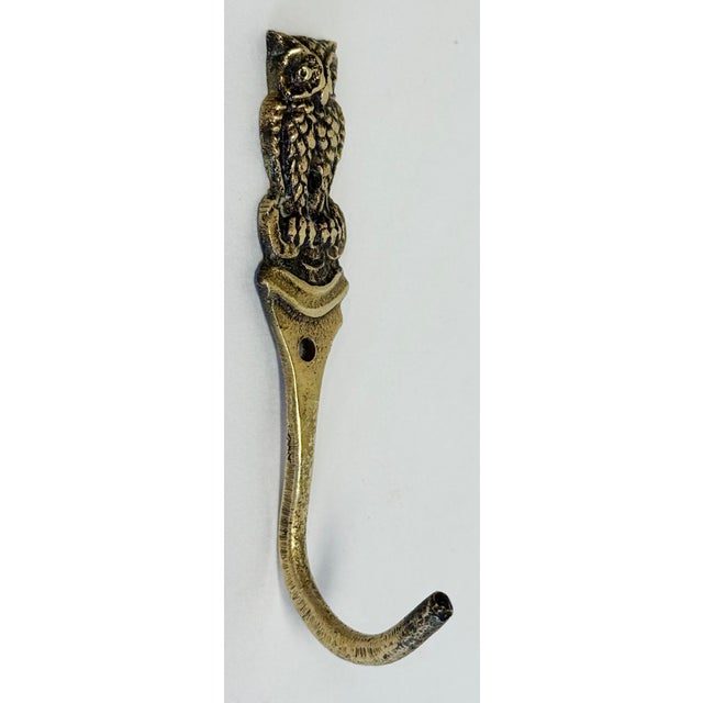 Figurative Vintage Brass Owl Wall Hook For Sale - Image 3 of 7