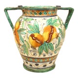 Image of Italian Neoclassic Majolica Earthenware Vase with Bird For Sale