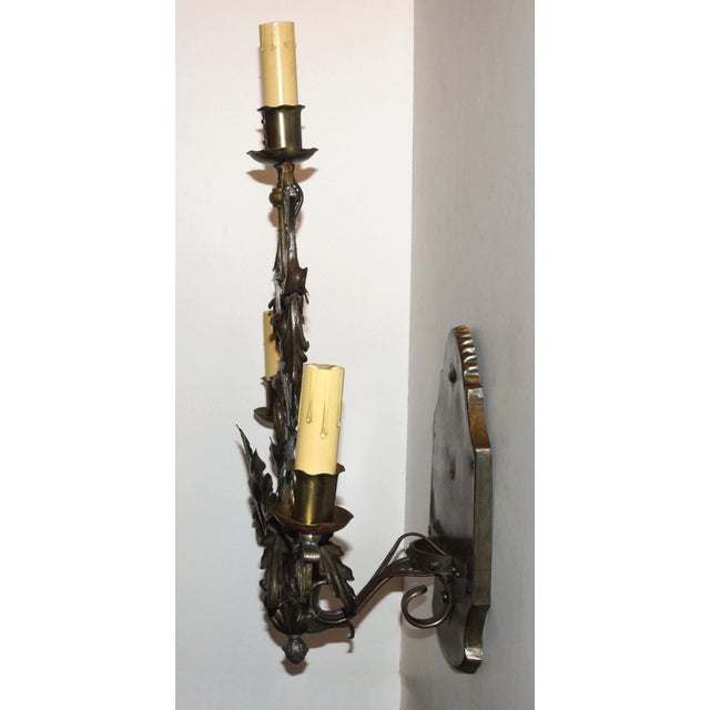 Art Deco 1920s Fabulous Three Arm Art Deco Sconce For Sale - Image 3 of 5