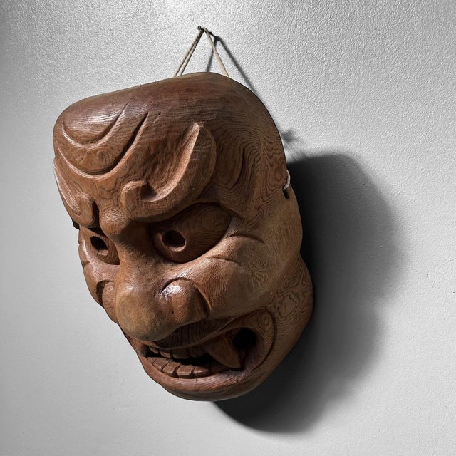 Wood Wooden Kijin-Kei Oni Mask, 1920s For Sale - Image 7 of 11