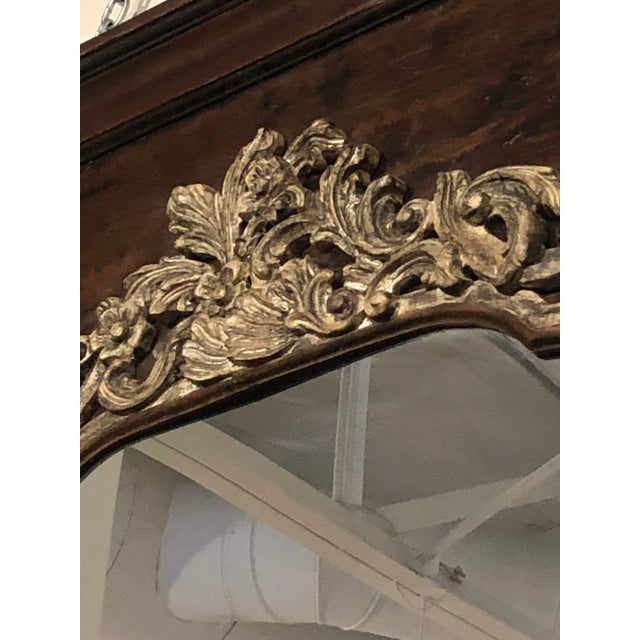 1990s Hand Carved Poplar and Walnut Italian Mirror For Sale - Image 12 of 13