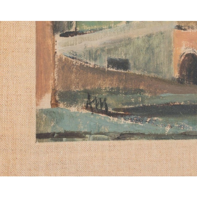 Textile Illegibly Signed Landscape Oil on Canvas Board For Sale - Image 7 of 9