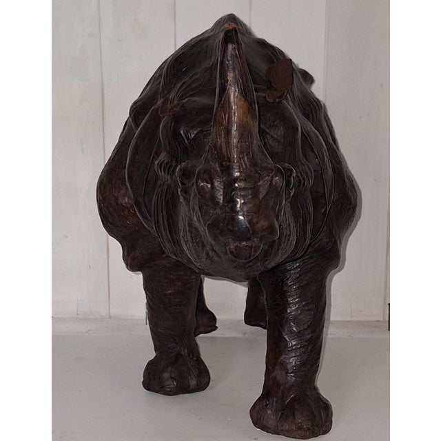 Vintage Stool in the Shape of a Rhinoceros in Cowhide Leather, 1970s For Sale - Image 4 of 13