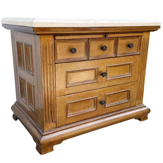 Neoclassical Vintage Kreiss Collection Neoclassical Style Travertine Top Commode or Chest of Drawers For Sale - Image 3 of 15