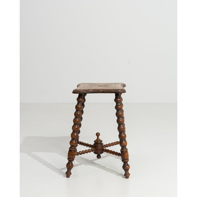 Early 20th Century 20th Century Oak Bobbin Stool with Turned Wood Legs For Sale - Image 5 of 12