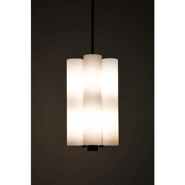 Glass Large White Ceiling Lamp, 1960s For Sale - Image 7 of 11