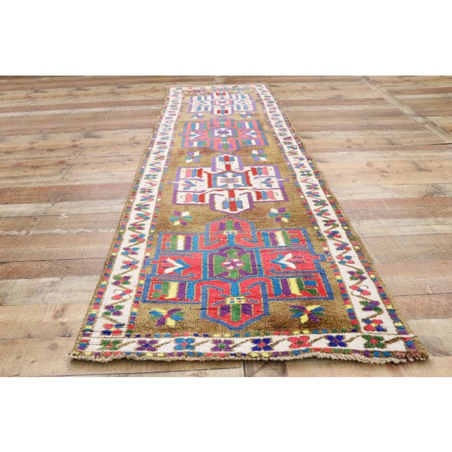 Textile Vintage Turkish Oushak Rug Runner, 02'10 X 09'04 For Sale - Image 7 of 9