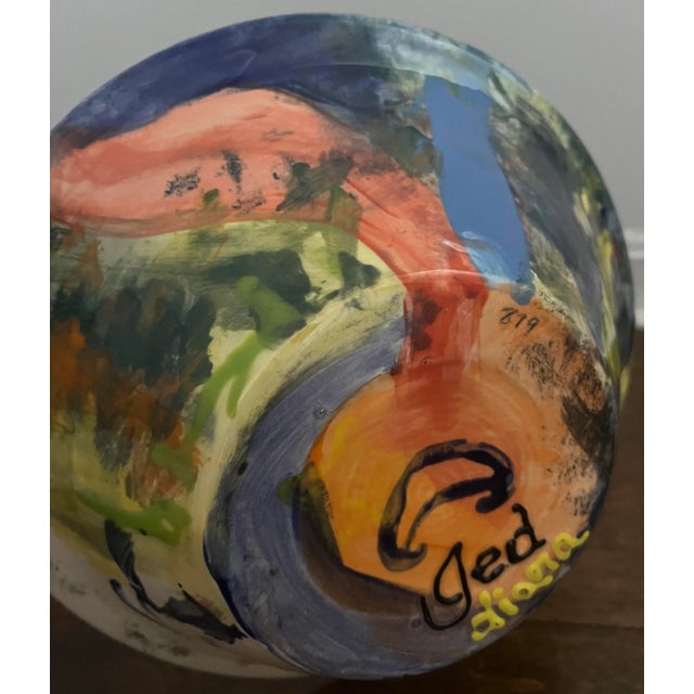 Late 20th Century Large Multi-Colored Decorative Bowl Signed by Abstract Artist Diana Ged For Sale - Image 11 of 13