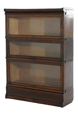 Antique Macey Arts & Crafts Three-Stack Oak Ogee Base Barrister Bookcase Circa 1920