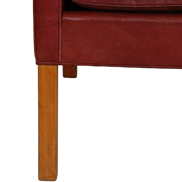 Model 2207 Lounge Chair in Indian Red Anilin Leather by Børge Mogensen, 1990s For Sale - Image 9 of 16