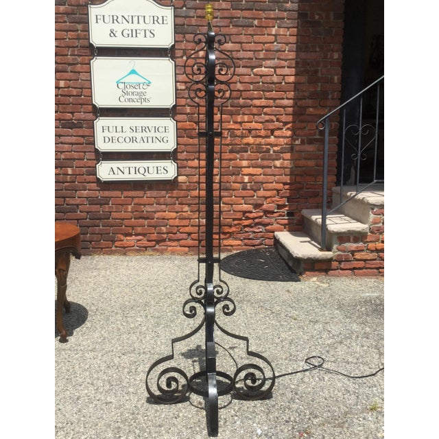 Metal Antique Spanish Mission Style Iron Floor Lamp For Sale - Image 7 of 7