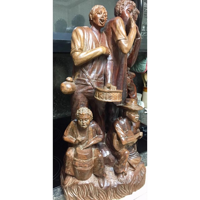 Traditional 1990s Wooden Hand Carving of Village Musicians-Banda De Chota-Made in Ecuador For Sale - Image 3 of 9