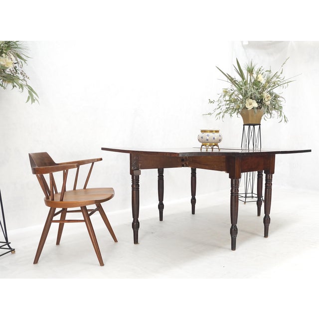 Solid Walnut Board Antique Drop Leaf Dining Center Console Table Clean! For Sale - Image 17 of 17