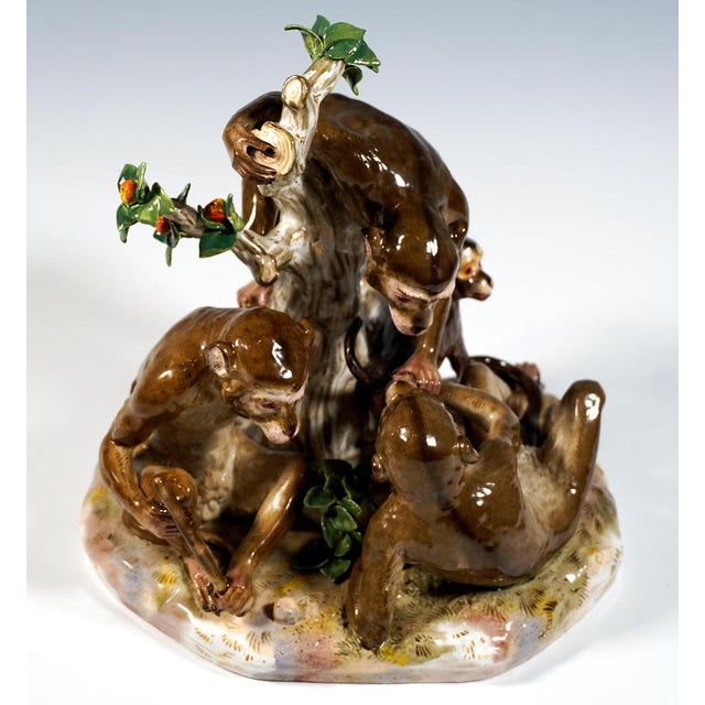 Ceramic Large Gang of Monkeys Animal Group by E.A. Leuteritz for Meissen, 1880s For Sale - Image 7 of 9