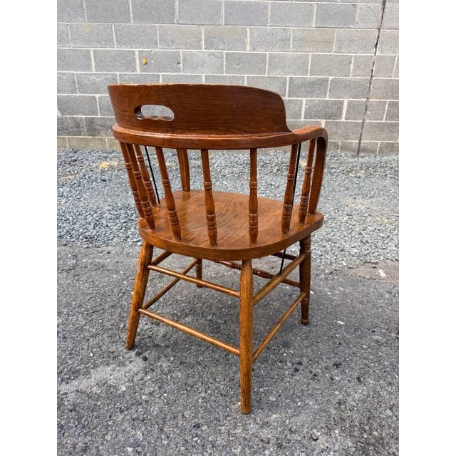 Early 20th Century Pair of Heywood Brothers & Wakefield Co. — Philadelphia, Pa Barrel Oak Armchairs For Sale - Image 11 of 16