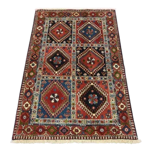 Yalameh Rug 3'4'' X 5' Multicolor Wool Vintage Tribal Hand-Knotted Carpet