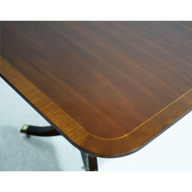 Wood Mid Century Georgian Double Pedestal Banded Dining Table by Kindel Furniture For Sale - Image 7 of 12