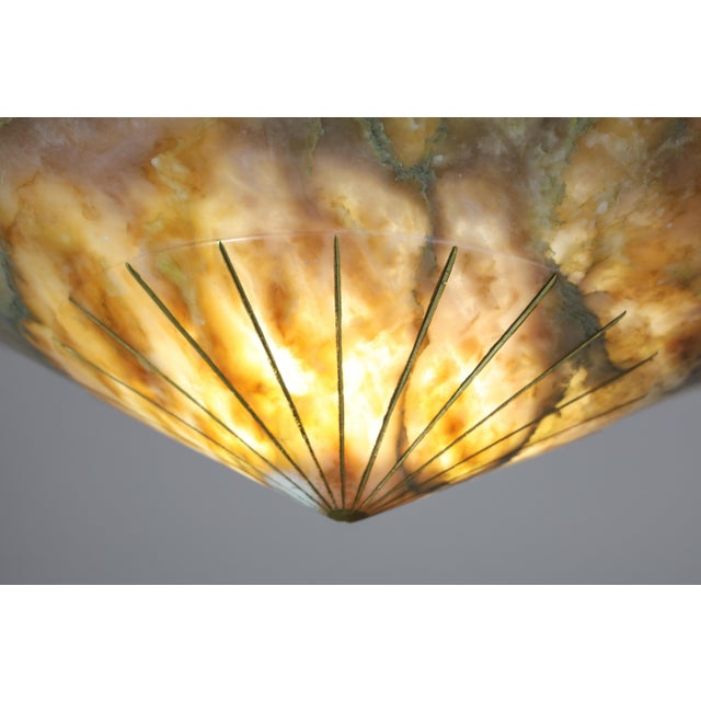 Alabaster Antique Art Decò Liberty Alabaster Chandelier For Sale - Image 8 of 18