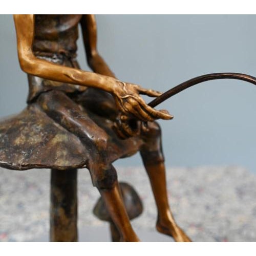 Fishing Pixie in Bronze For Sale - Image 3 of 11