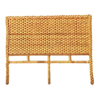 Vintage Braided Rattan Queen Headboard For Sale